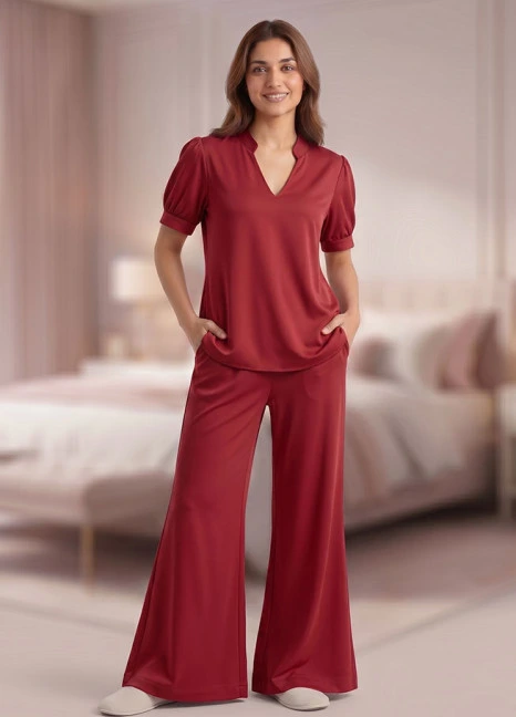 V-Neck Plazo Pajama Sets