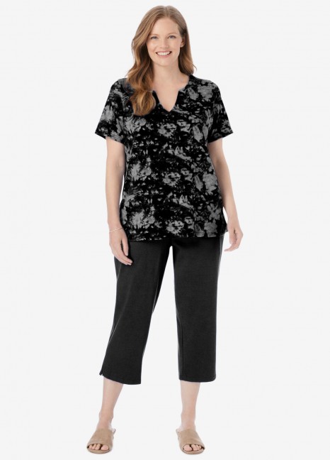 TIE DIE BLACK CAPRI SET