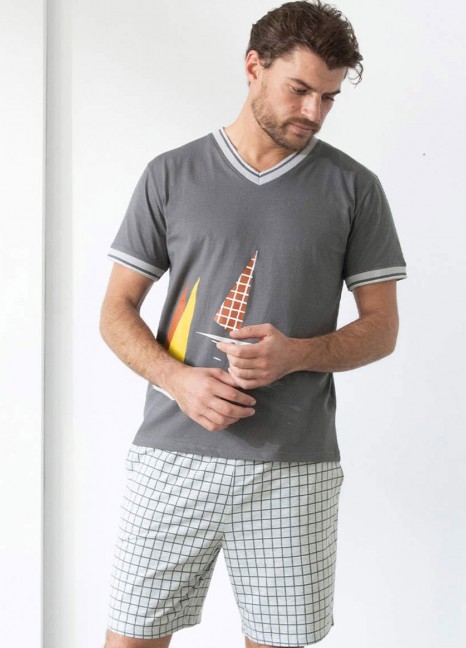 Grey V Neck Men's SH