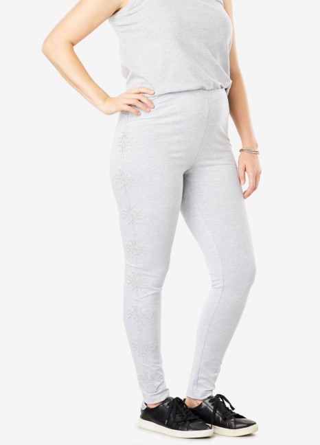 H-Grey Embroidered Leggings TS-32