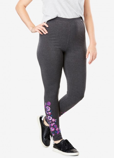 Grey Embroidered Leggings TS-52