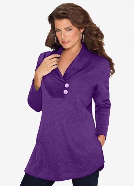 Thermal Sweatshirt Purple Button SS-03