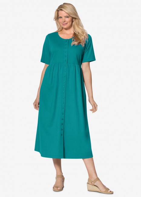 Button Front Long S-Green