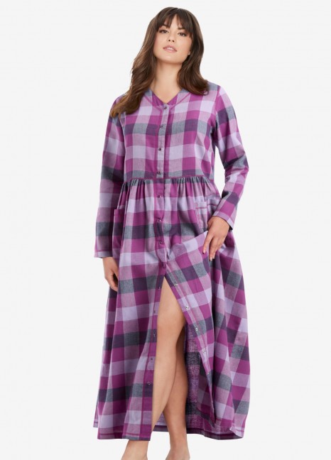 Flannel Gown Purple Plaid