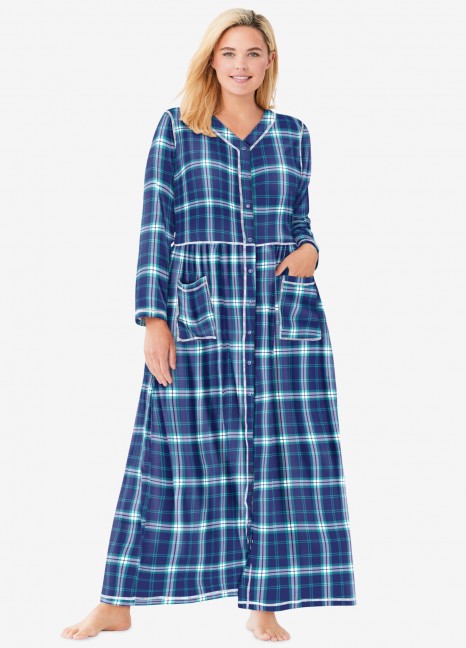 Flannel Gown Green Plaid