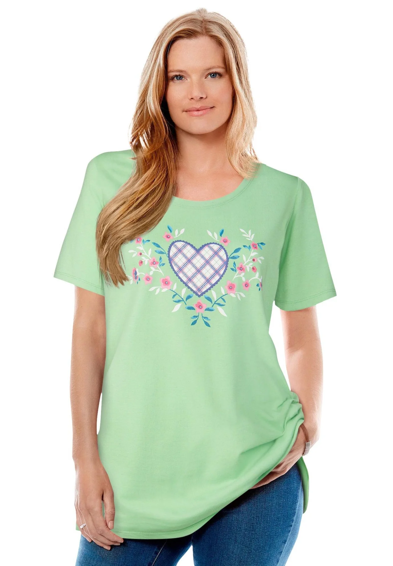 Green Floral Heart Top FT-0152
