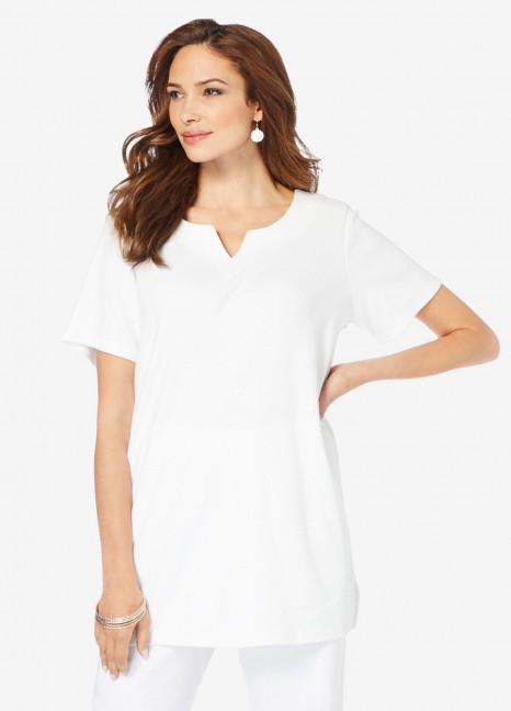 Notch Neck White Top 8657