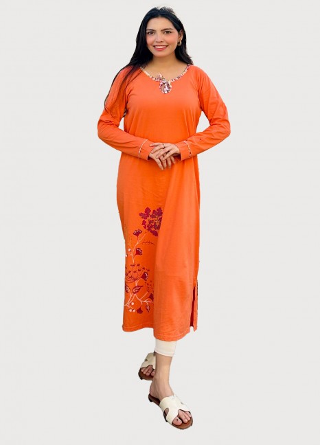 Orange Floral Long Tee