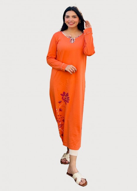 Orange Floral Long Tee