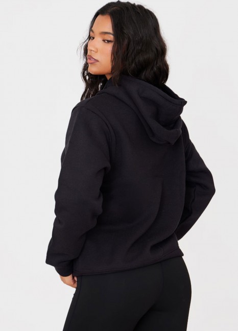 Fleece Hood Black Pullover