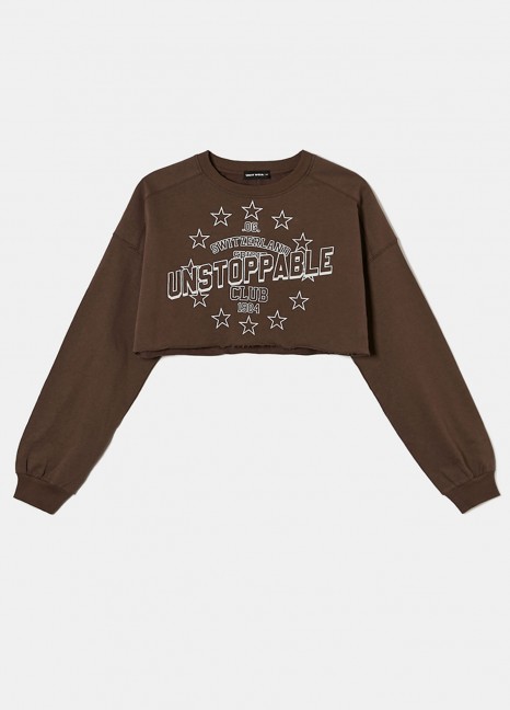 Unstoppable Brown Crop Sweatshirt