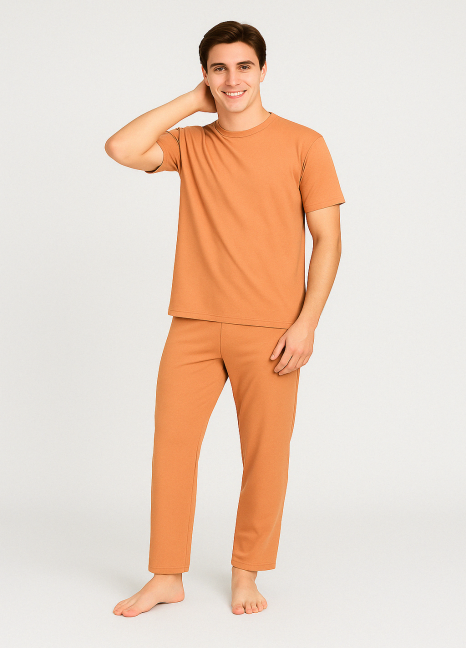 Fluid Knit Pyjamas Set Coral