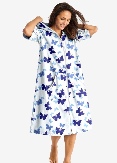 Terry White Butterfly Zipper Long