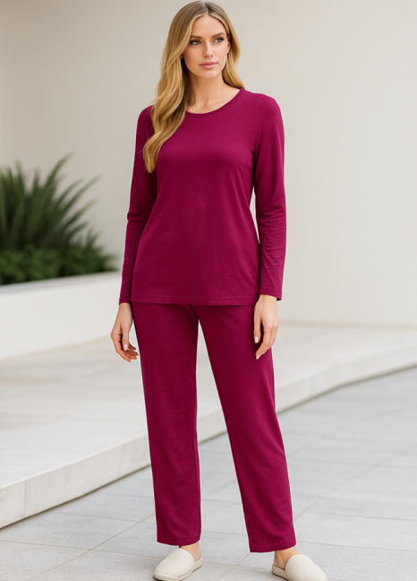 FS Fluid Knit Pyjamas Set Maroon FS