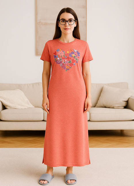Fluid Long Gown Coral Heart HS