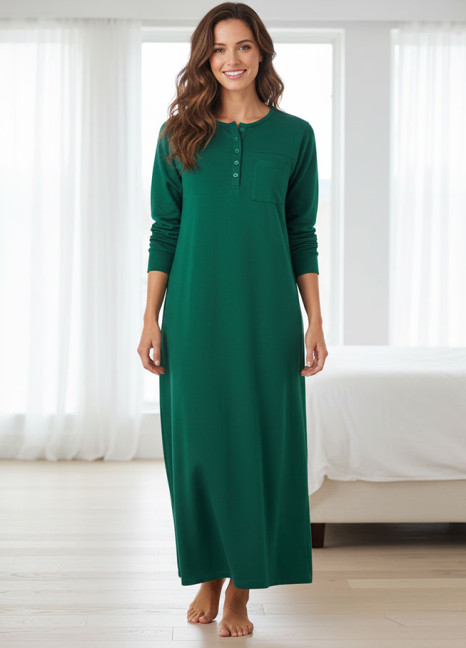 Henley fleece Long tee Green