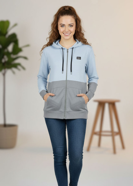 Colorblock Zipper Ice Blue ZH-100