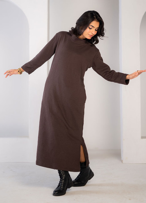 Mock Neck Longer Brown