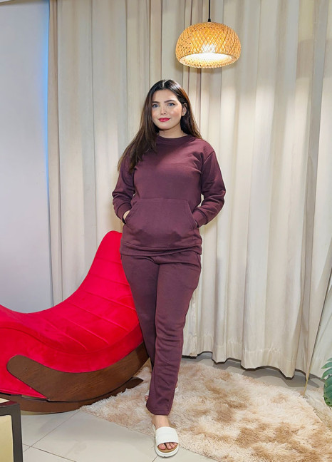 Fleece Co-Ord Set Maroon