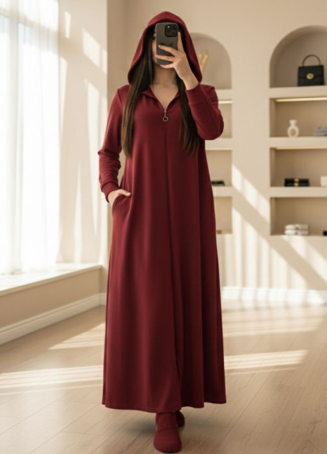 Zip Longer Hood Maroon