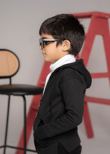 ChillChamps Boys Black Zipper Hoodie