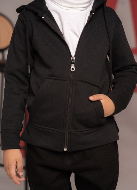 ChillChamps Boys Black Zipper Hoodie