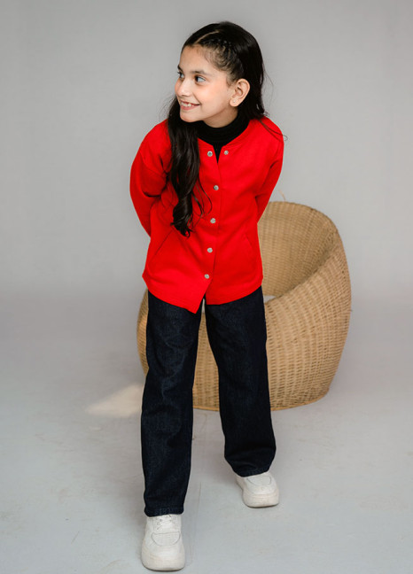 Junior Girls Red Cardigan