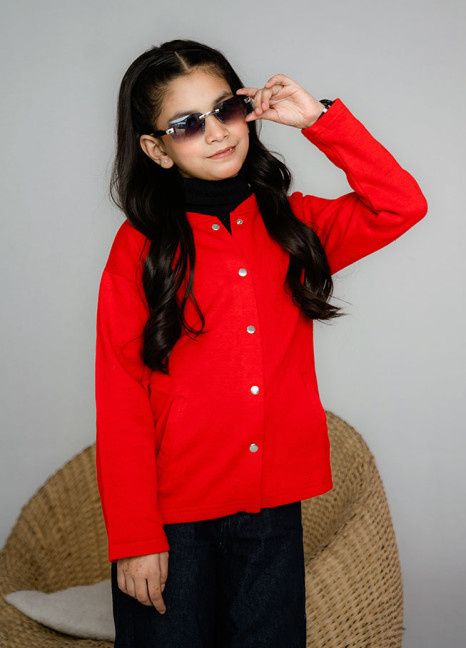 Junior Girls Red Cardigan