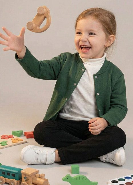 Junior Girls Green Cardigan