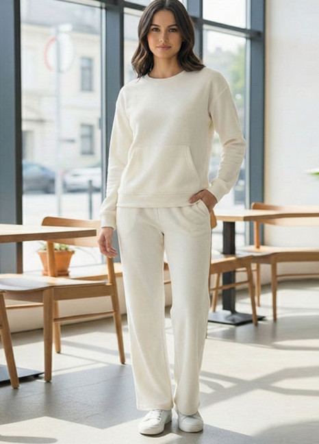 Fleece Co-Ord Set Milky White