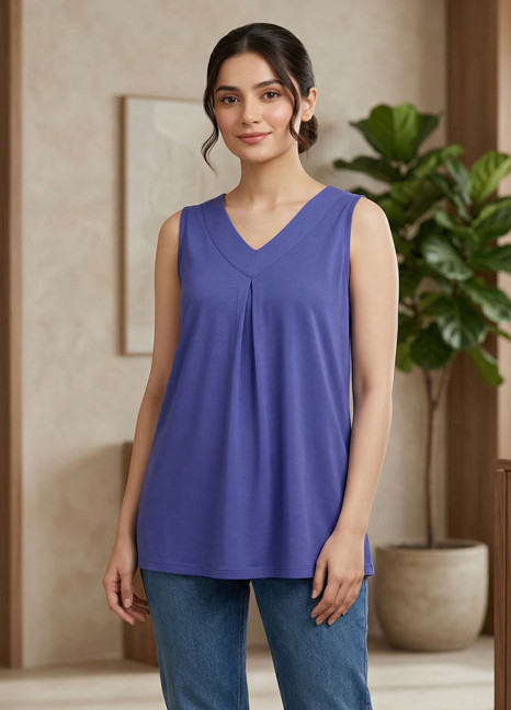 Royal V-Neck With Inverted Pleat Top FT-1011