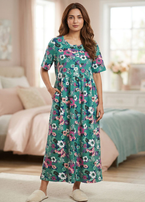 Button Front C-Green Printed New