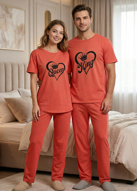 Couple Matching “King & Queen” Printed Night Suit Set