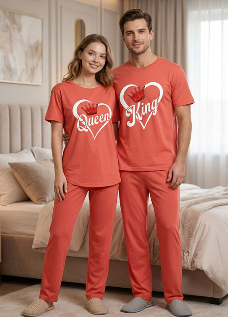 Couple Matching “King & Queen” Printed Night Suit Set