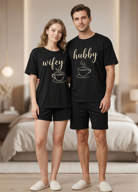 Couple Matching “Wifey & Hubby” Shorty Set