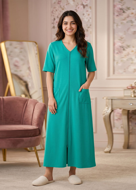L-Green Long French Terry Zip