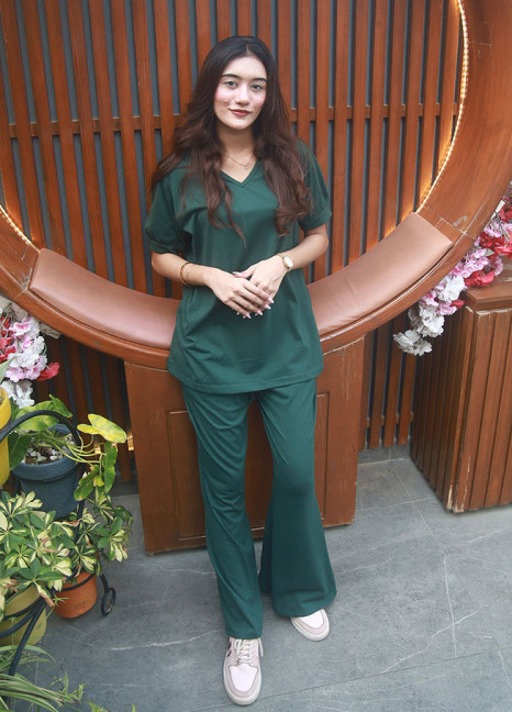 V-Neck Plazo Set