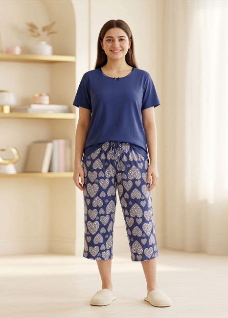 Navy Hearts Capri Pjs