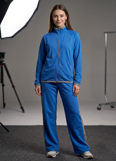 Women's Zip-Up Tracksuit Set Royal-Grey