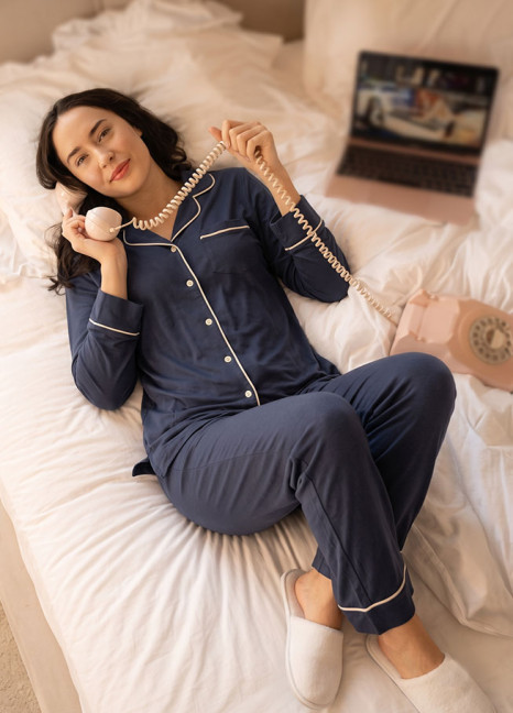 Relaxed Fit Full Sleeve Button-Down PJs