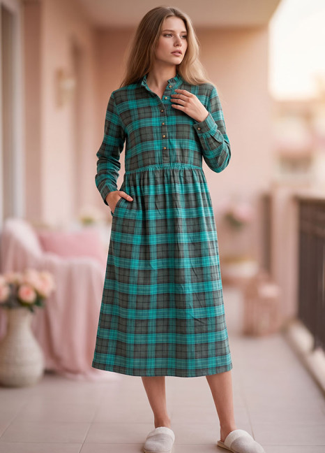 Green Checkered Gold Long Maxi FS
