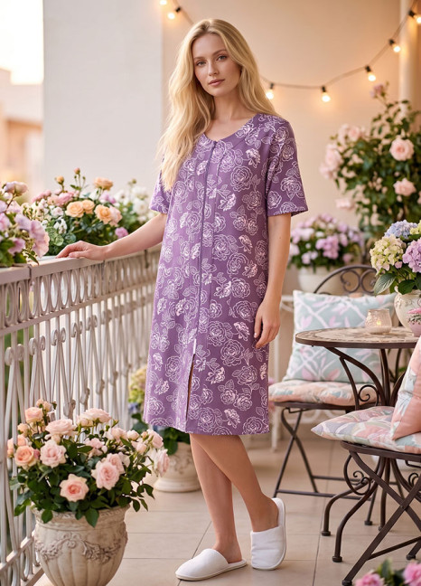 Terry Robe Purple Floral