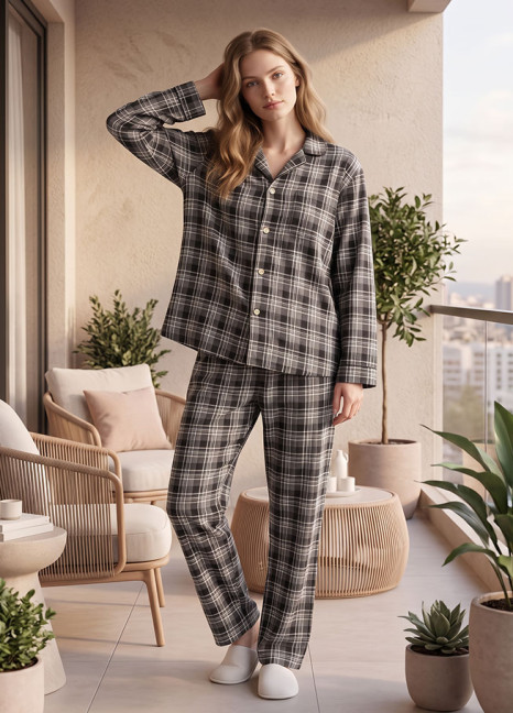 Flannel Malaysia Grey Checkered Pjs