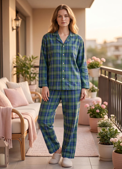 Flannel Olive Navy Checkered Pjs