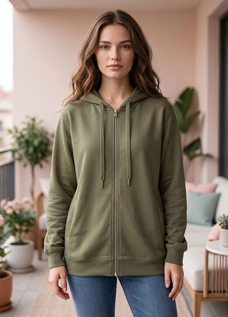 Olive Zipper Hoodie