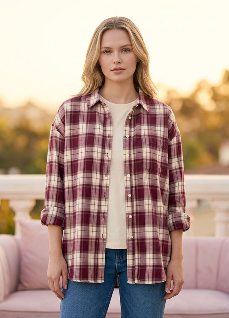 Flannel Maroon-Offwhite Checkered