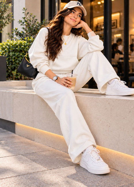 Fleece Co-Ord Set Milky White